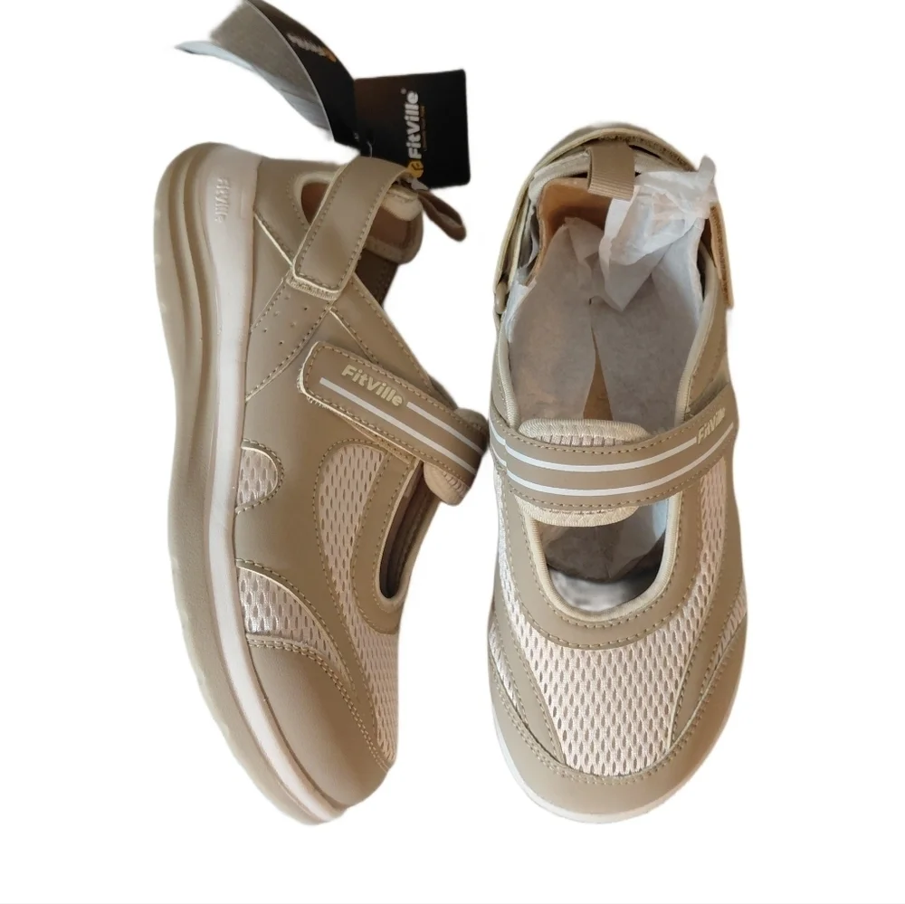 FitVille FlexiWalk Mary Jane Recovery Sneakers Wide Comfort Sandal Size 8 EW